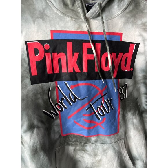 Pink Floyd Hoodie World Tour 87 Tie-Dye Gray Pullover Front Back Design Large - Picture 3 of 5